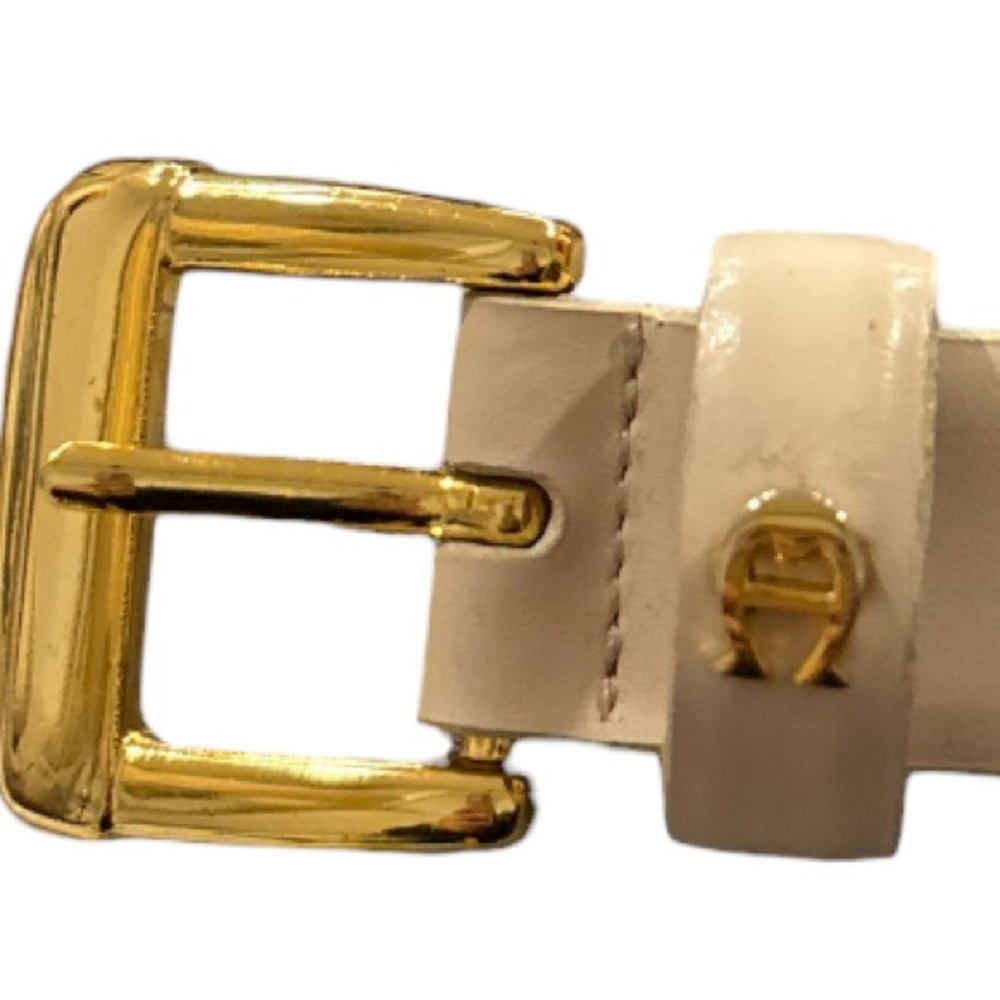 Etienne Aigner Off White Gold Genuine Leather Belt size large - Picture 8 of 10
